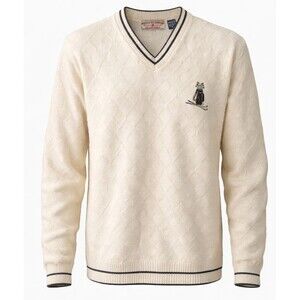 VTG Boca Classics Club Golf Sweater Mens Large  100% Cotton Cream White